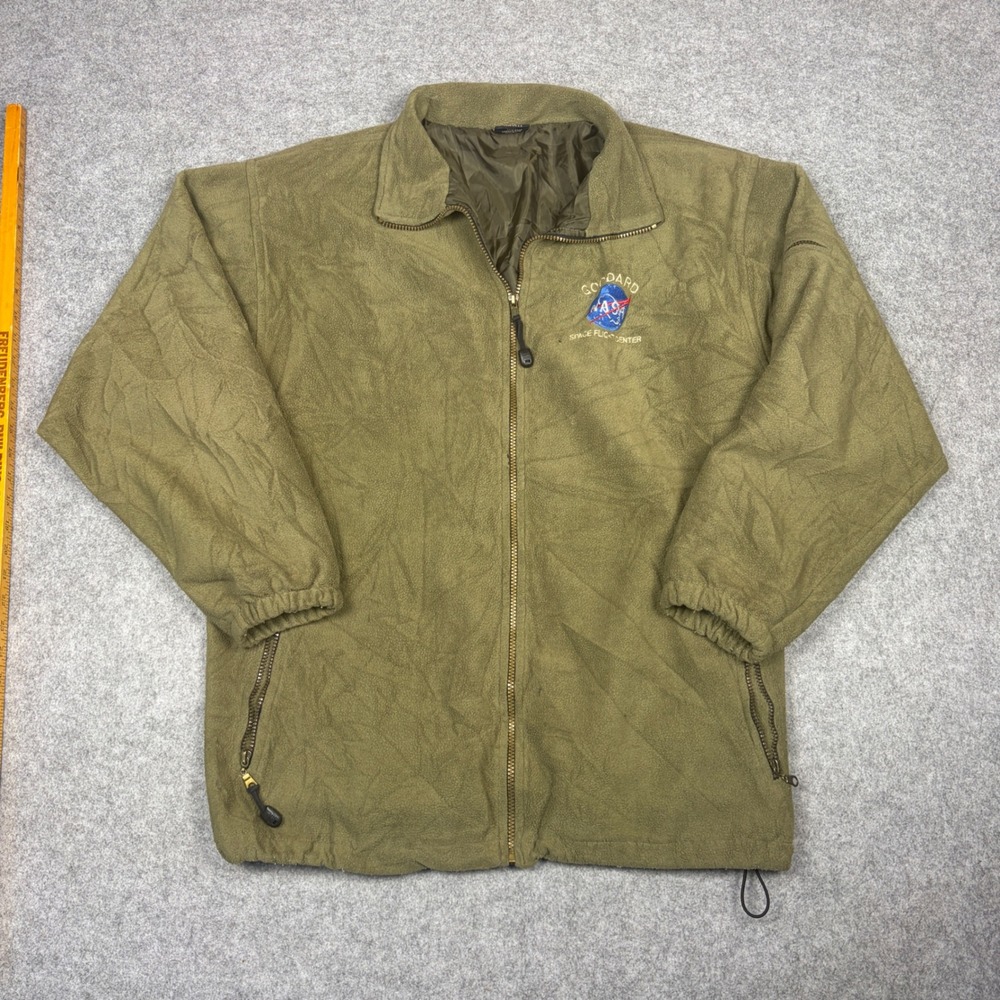 Vintage Tipsy NASA Goddard Space Flight Center Fleece Jacket XXL Olive Green Zip